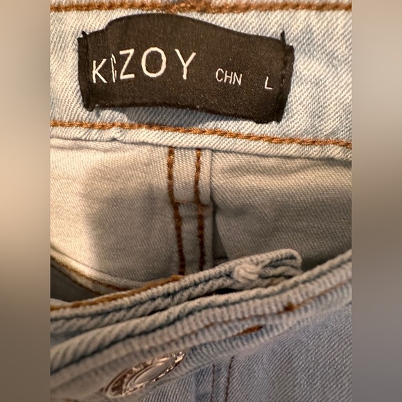 NWT Women Straight Ankle Jeans Casual Loose High Waist Denim Pants Lt Blue Large - Picture 11 of 12